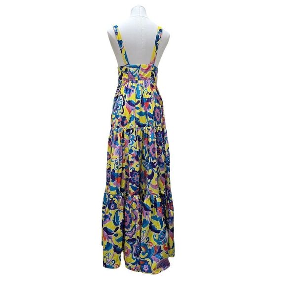 J. Crew Tiered Taffeta Dress Curly Bold Floral Summer Colorcore Size 00 Pockets! - Picture 6 of 10